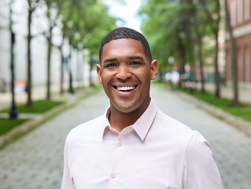 Dylan Hackley outside Castle's Boston office