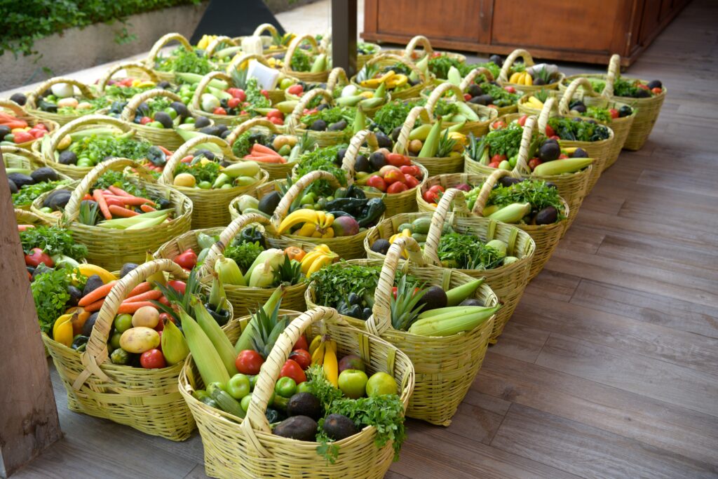 CSR activity - baskets of fruits and vegetables