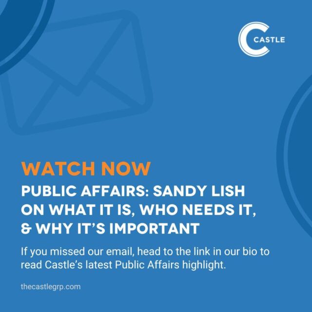 Why is it important to keep your finger on the pulse of your local and national political landscape? Watch Castle’s latest video at the link in our bio – Sandy Lish (@slish) on Public Affairs.  #PublicAffairs #PublicAffairsInsights #CommunicationsStrategy #Subscribe