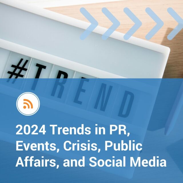 Today on the blog: We have turned the page on 2023, and with a few months of 2024 behind us, our public relations, events, crisis comms, public affairs, and social media experts share their insights on 2024 trends that are here to stay. Check out what they have to say at the link in our bio!  #2024Trends #2024Insights #PublicRelations #EventsManagement #CrisisCommunications #PublicAffairs #SocialMedia